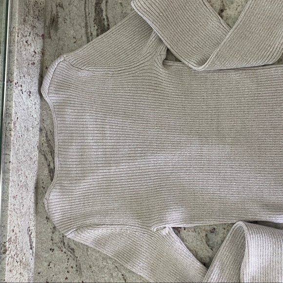 BEBE Sheri lace up Metallic cropped sweater Large - Picture 8 of 13